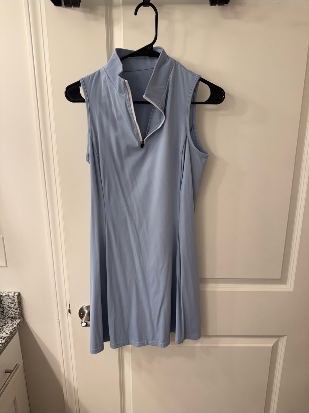 Sleeveless Light Blue Zip-Front Women's Dress